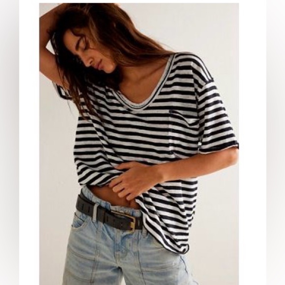 We The Free Black & White Striped T